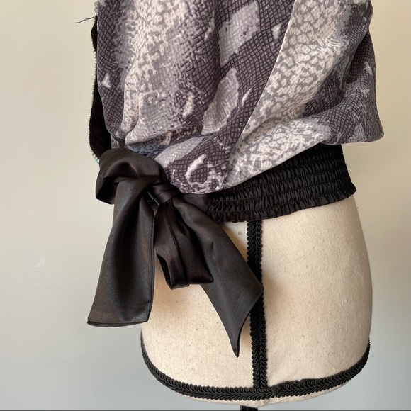 BEBE Silk Beaded Snake Printed Top - Picture 16 of 16